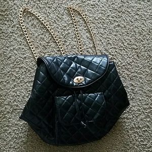 Quilted Gold Chain Back Pack